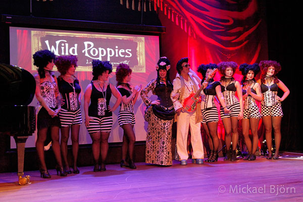 Wild Poppies designs  at the International Burlesque Circus - the Wicked Wedding edition