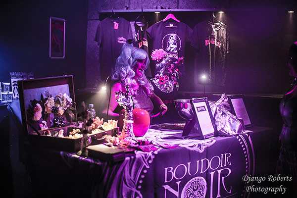 Boudoir Noir merchandise at the Outer Space edition of the International Burlesque Circus in Utrecht
