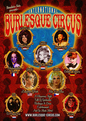 the MAsquerade edition of the International Burlesque Circus in Utrecht, presnted by Boudoir Noir