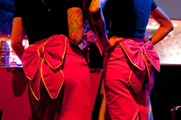 our lovely candygirls and charity girls drressed by Dollchops at the fortune teller at the Oriental edition of the International Burlesque Circus