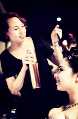 vintage hairstyling by Madame De Pompadour at The International Burlesque Circus - The Glamour edition