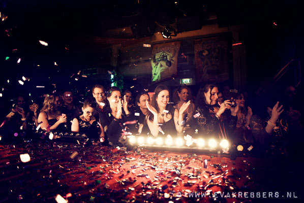 the stage and audience of the birthday edition of the International Burlesque Circus