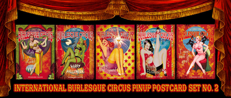 International Burlesque Circus Vintage 50s Pin-Up Postcard Set No. 2