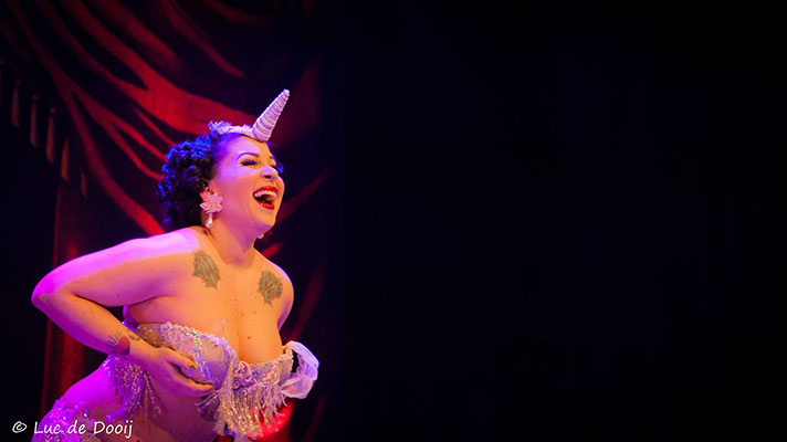 Aphrodite deVine  at the Santa & his girls edition of the International Burlsque Circus
