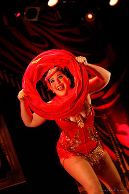 Aphrodite DeVine  at the Santa & his girls edition of the International Burlsque Circus