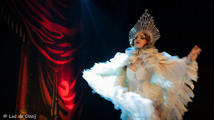Janet Fischieto  at the Santa & his girls edition of the International Burlsque Circus