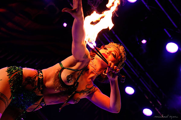 Janet Fischietto  at the Santa & his girls edition of the International Burlsque Circus