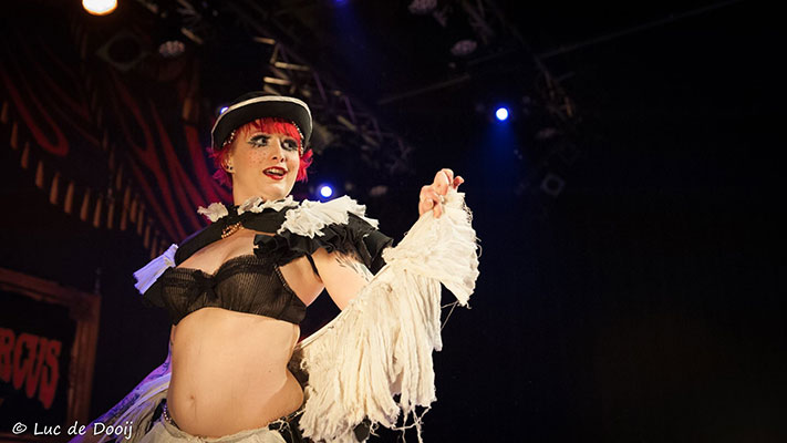 Kiki Beguin  at the Santa & his girls edition of the International Burlsque Circus