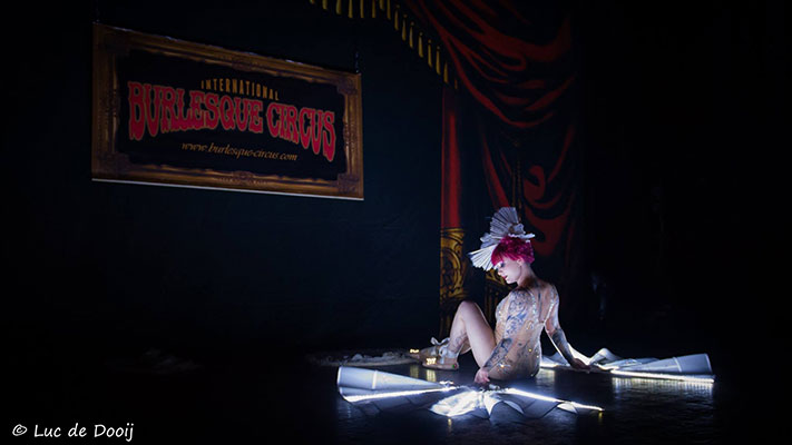 Kiki Beguin  at the Santa & his girls edition of the International Burlsque Circus