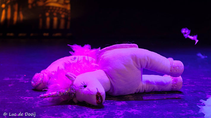 the last unicorn  at the Santa & his girls edition of the International Burlsque Circus