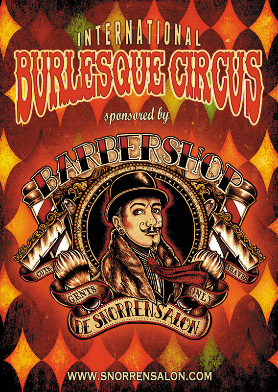 the barbershop of the Intrnational Burlesque Circus - De Snorrensalon sponsored by Jan Heideman